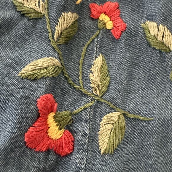 Vintage ORVIS Vest Womens XL Blue Chambray Embroidered Boho Granny Chic Retro - Picture 4 of 9